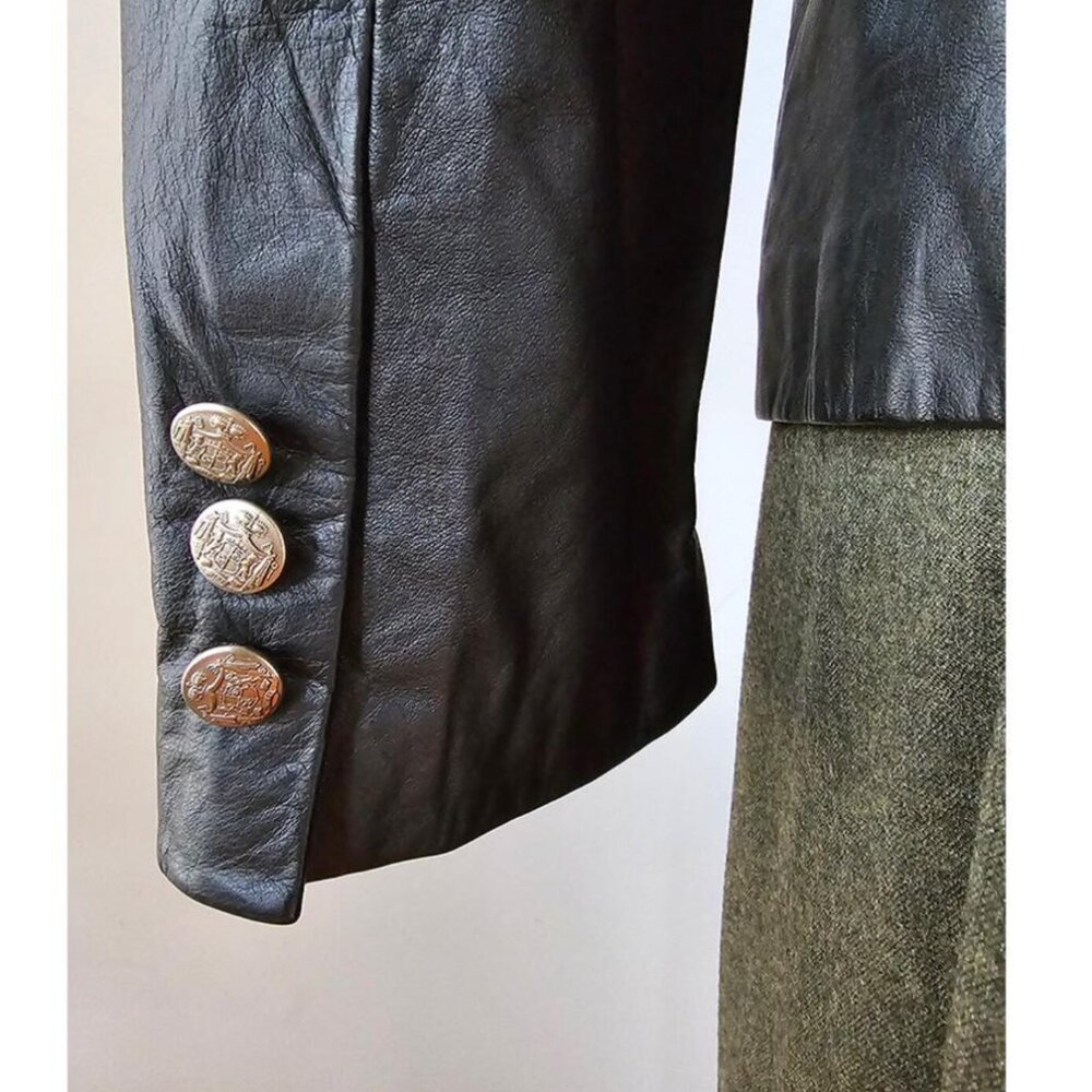 Classic Black Leather Blazer Jacket - Picture 3 of 4